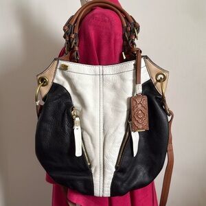 orYANY Black and White Leather Shoulder Bag